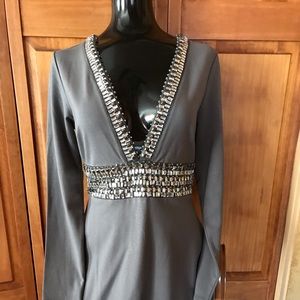 Venus Long sleeved grey dress with jewels